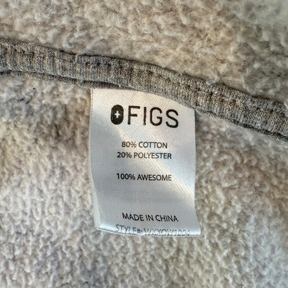 FIGS Sherpa Lined Fleece Zip Hoodie Gray Size M - Picture 4 of 4